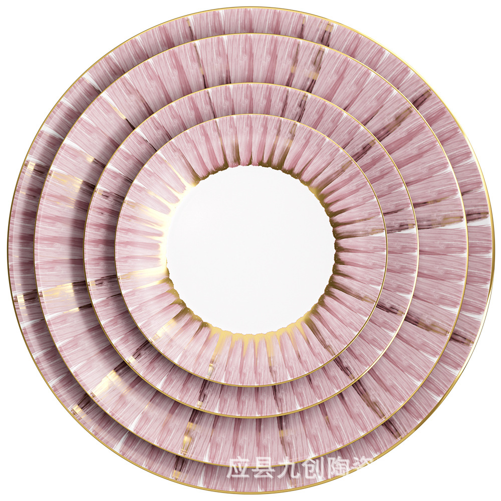 European pink retro tableware plate