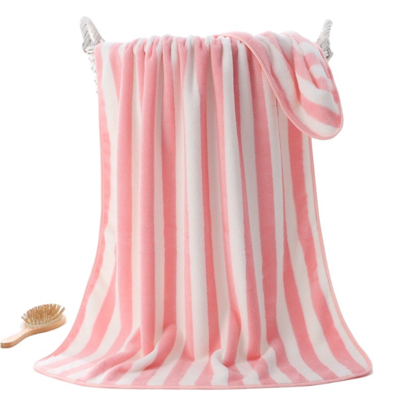Toalla de baño absorbente extra grande casa de baños para adultos Toalla grande a rayas suave y cómoda Toalla de playa multicolor de terciopelo coral