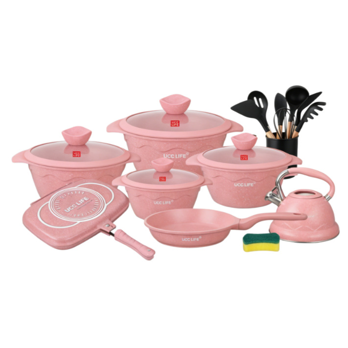 UCC LIFE Lotus 21pcs mármol aluminio fundido a presión no pegajoso aluminio jarro linterna UC3421