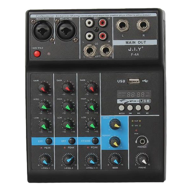 Мини-4-канальный микшер для домашней записи на компьютере, звуковая карта для стриминга, компактный USB-микшер с Bluetooth для диджеев