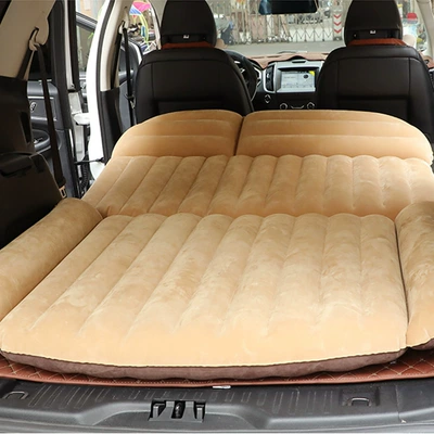Brown SUV car travel inflatable bed, detachable structure, trunk mattress, thickened flocking, self-driving camping sleeping pad (Vehicle-mounted inflatable bed) - beige