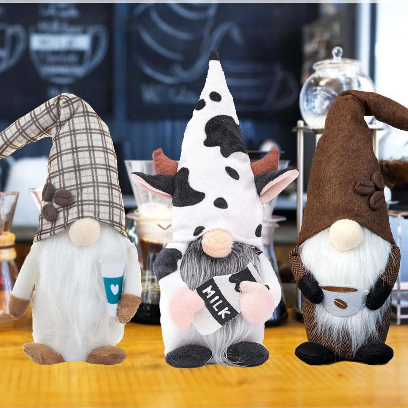 Nuevo Estilo nórdico serie de café Rudolf muñeca sin rostro muñeca ventana decoración de escritorio café Festival muñeca