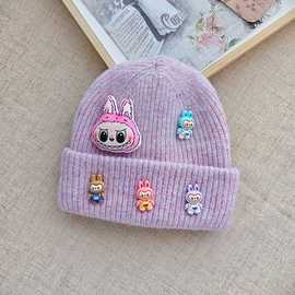 瓜皮帽拉布布头像秋冬季新款带吊卡拉链防尘袋高质量跨境款针织帽