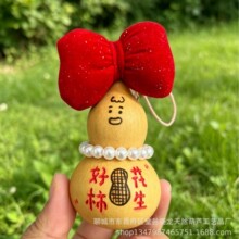 天然葫芦手工烙画红蝴蝶帽葫芦景区热卖文玩刻画摆件国潮款小葫芦