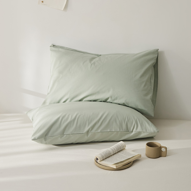Algodón de alta calidad 60s una sola funda de almohada de algodón lavado con agua funda de almohada de algodón de color sólido funda de almohada de piel un par de 100 funda de almohada de algodón