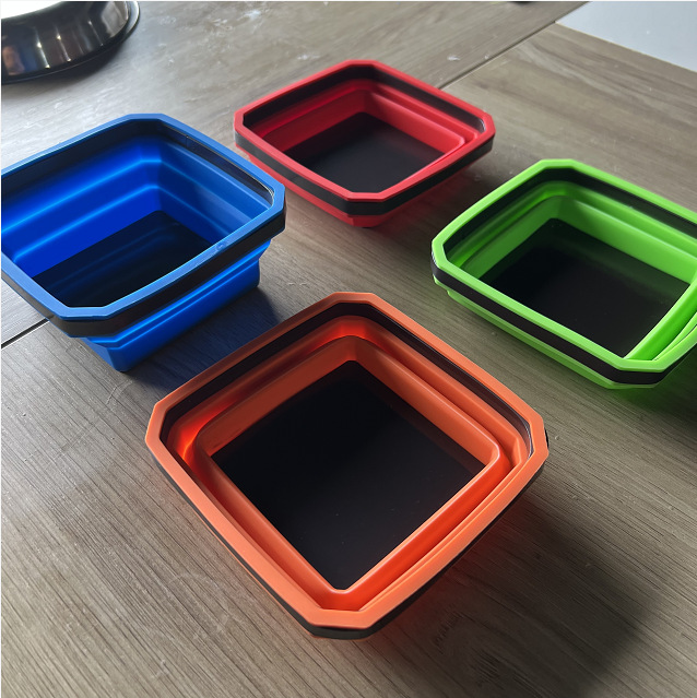 亚马逊爆款 磁性折叠置物杯小零件折叠置物杯硅胶折叠磁性置物架