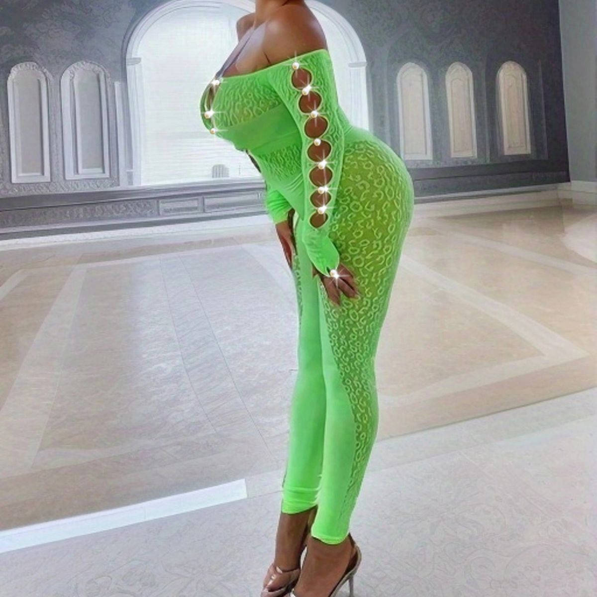 Amazon nuevo estampado de leopardo fuera del hombro de cintura alta mono apretado más tamaño yoga pantalones sin costuras mono YDT023