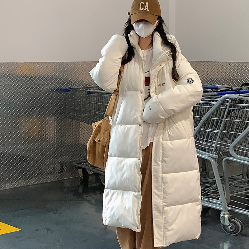 2023 nuevo invierno largo chaqueta de algodón mujer con capuzas gruesas delgadas sueltas vino rojo chaqueta de algodón cálida