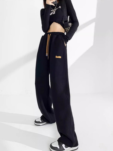 2025 Spring and Autumn Flowy Loose Straight Wide Leg Korean Version Trend Brand Versatile Casual Simple Women's Pants