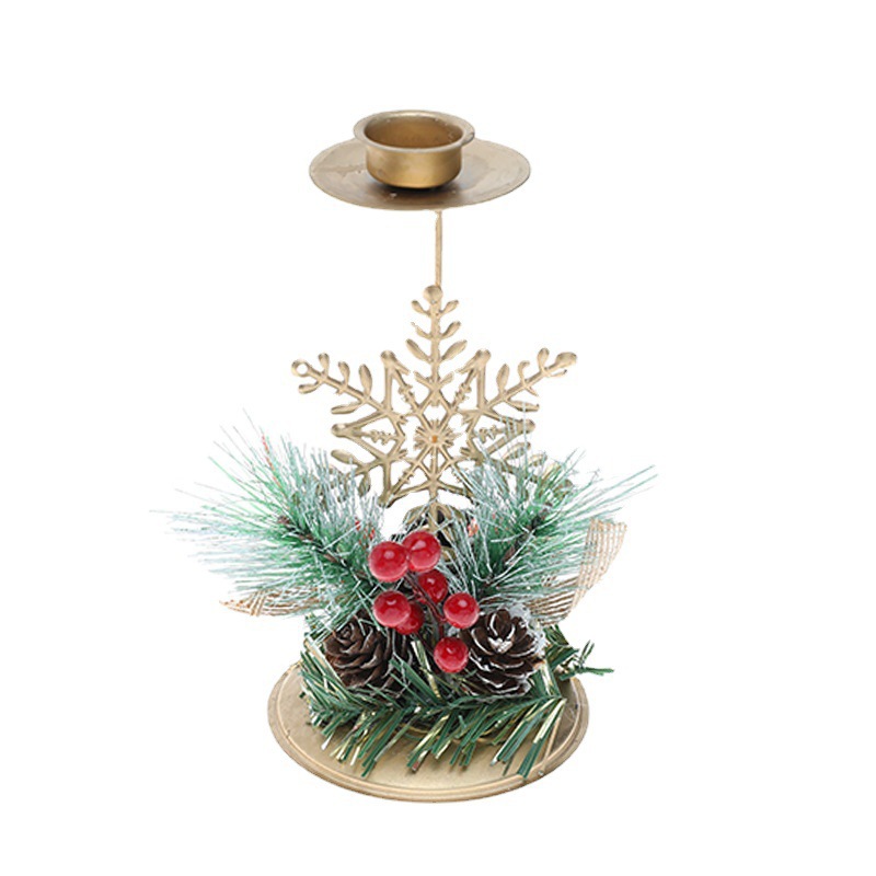 Candelero navideño de hierro dorado, ventana de piñón, decoración de mesa, decoración navideña, decoración de ambiente, bandeja de velas