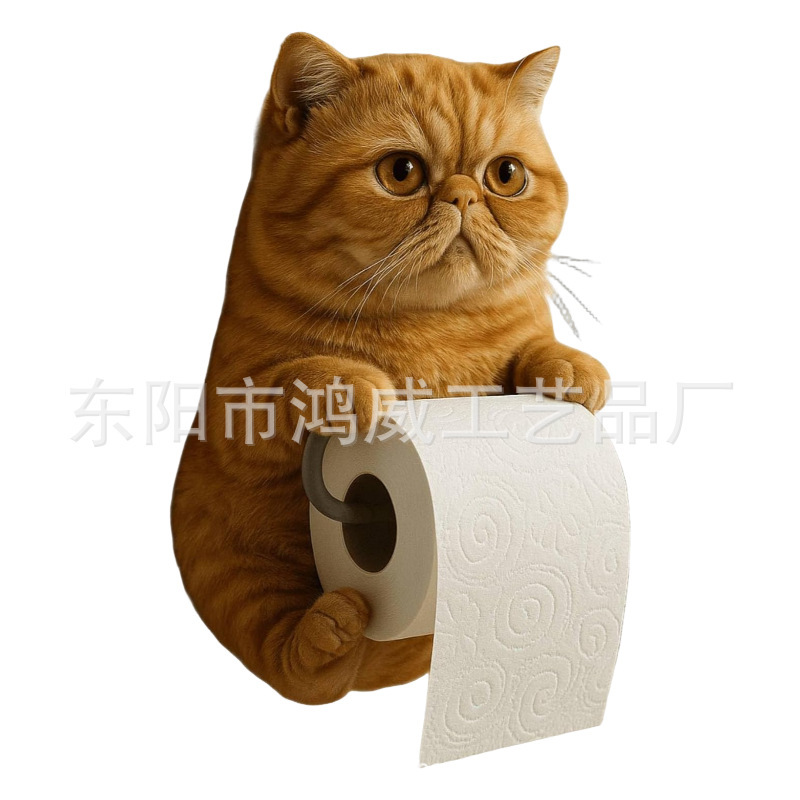 クロスボーダー新樹脂像工芸品ペンダントトイレ壁掛けロール紙かわいい猫ロール紙収納猫|undefined