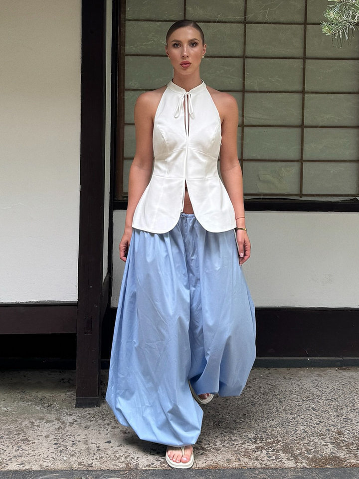 Quần harem ống rộng cotton dáng lửng lưng vừa phong cách đường phố — Màu hồng, Màu kaki, Màu mơ, Màu xanh da trời chi tiết 27