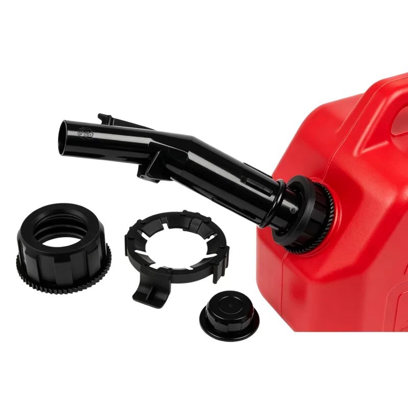 Portable folding fuel can with a spout, oil guide tube, and dust cover – a fuel and oil filling tool for cars and motorcycles