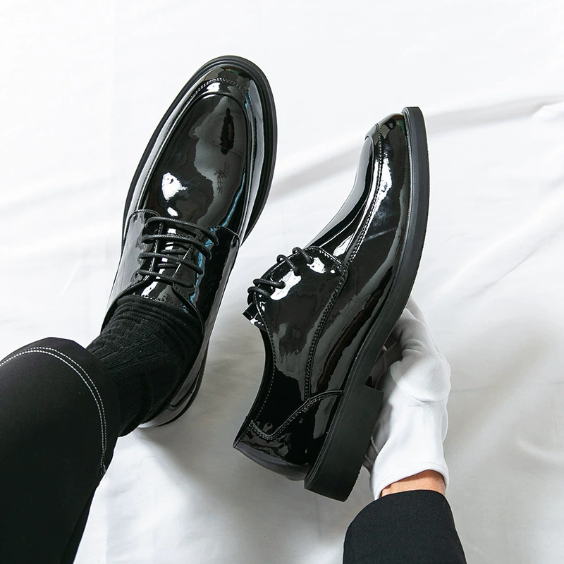 Весенне-осенние новые мужские глянцевые кожаные туфли трансграничного типа, деловые деловые кожаные туфли размера 38-46, мужские повседневные мужские туфли из лакированной кожи