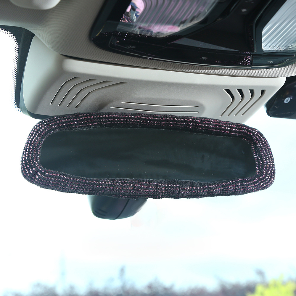Full-diamond car steering wheel cover, dazzling rhinestone seatbelt shoulder pad, universal for all seasons, rearview mirror protective cover, wholesale