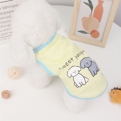 Summer Dog Clothes Thin Breathable Cartoon Backless Vest for Teddy and Bichon Small Dogs Lightweight Short Style Cat Two-Paw Suit