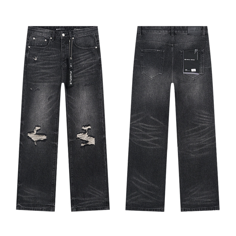 PURPLE BRAND JEANS美潮高街男士休闲破洞设计款修身显瘦牛仔长裤|undefined