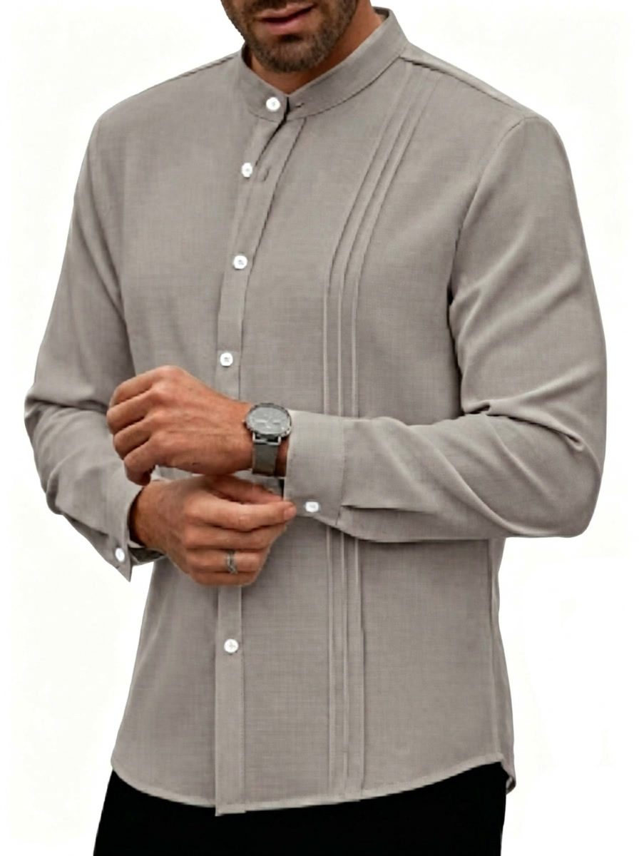 Nuevo transfronterizo Europa y América primavera nuevo hombre cuello a rayas de color sólido camisa de manga larga cardigan americano camisa casual chaqueta