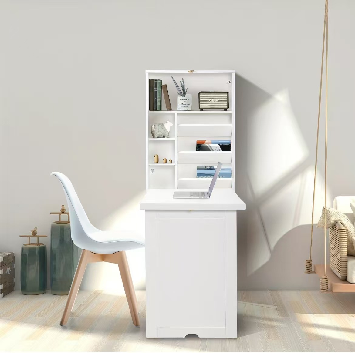 Muebles de comercio electrónico transfronterizo decoración de muebles de madera moderna compacta pared plegable gabinete de escritorio