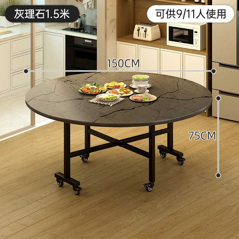 家用折叠桌出租屋折叠餐桌转盘大桌子可折叠圆桌餐椅圆形饭桌批发|undefined