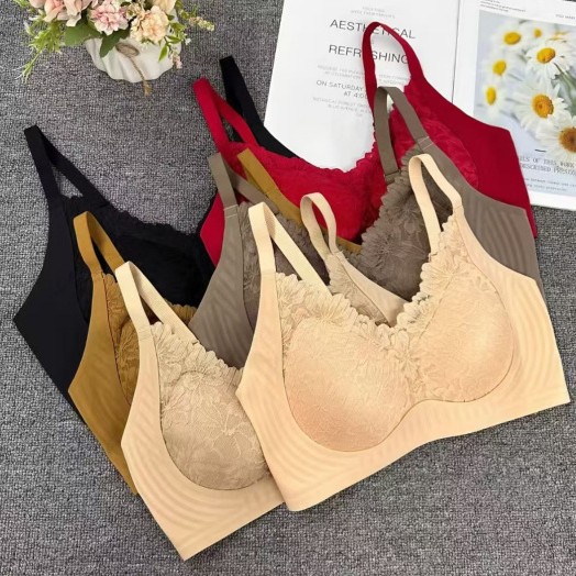 8683 inventario bajo bajo de alta gama ropa interior de encaje en relieve francés ropa interior antigravedad pull-up bra de goma