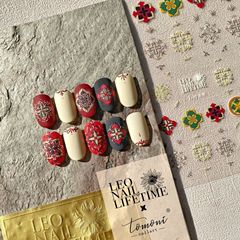 L16 Engraving LEO & Tomoni Collaboration Item: Japanese Soft Pastel Color Nail Sticker Backing Nail Sticker Bohemian