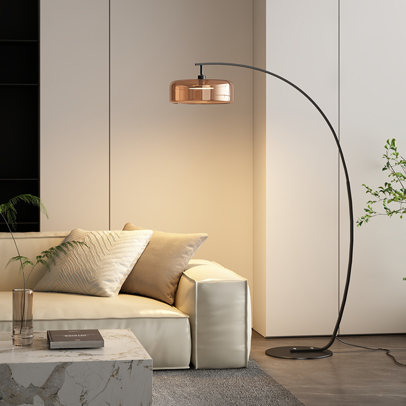 Minimalist Floor Lamp, High-End Glass Gray Italian Living Room Atmosphere, Light Luxury Table Lamp Next to the Sofa, Vertical Bedside Fishing Lamp Minimalist Floor Lamp, High-End Glass Gray Italian Living Room Atmosphere, Light Luxury Table Lamp Next to the Sofa, Vertical Bedside Fishing Lamp