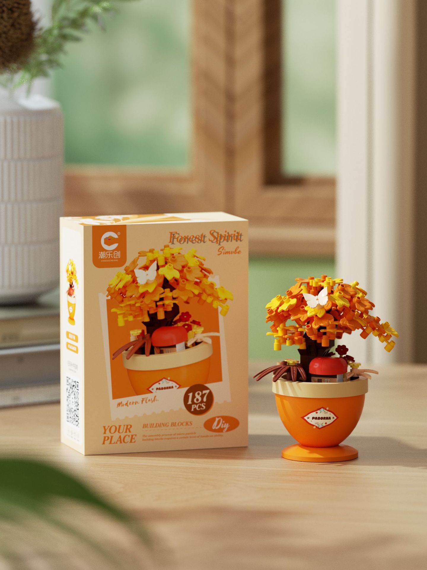 Compatible con cerezo árbol inmortal bloques de flores plantas en maceta para niños juguetes inteligentes transfronterizos regalos del día de la maestra