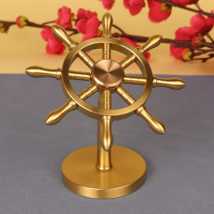 Brass Ship Rudder Ornament with Rotating Captain, Stress-Relief Handheld Item, Pure Copper Money-Changing Creative Gift
