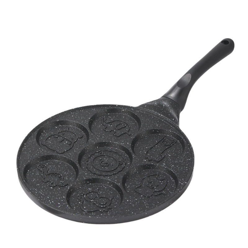 Fabricantes de comercio exterior dibujos animados siete agujeros desayuno plato de asado huevos hamburguesas molde waffle para bebés alimentos suplementarios sartén