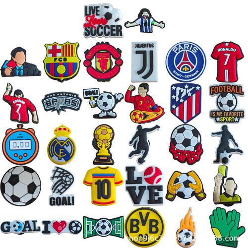 New Football Series Crocs Shoe Flower Shoe Buckle Accessories DIY Soft Plastic Decorative Patch Removable Shoe Buckle Shoe Flower