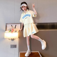女童运动套装2025新款儿童夏季短袖中大童洋气时髦女孩短裤两件套