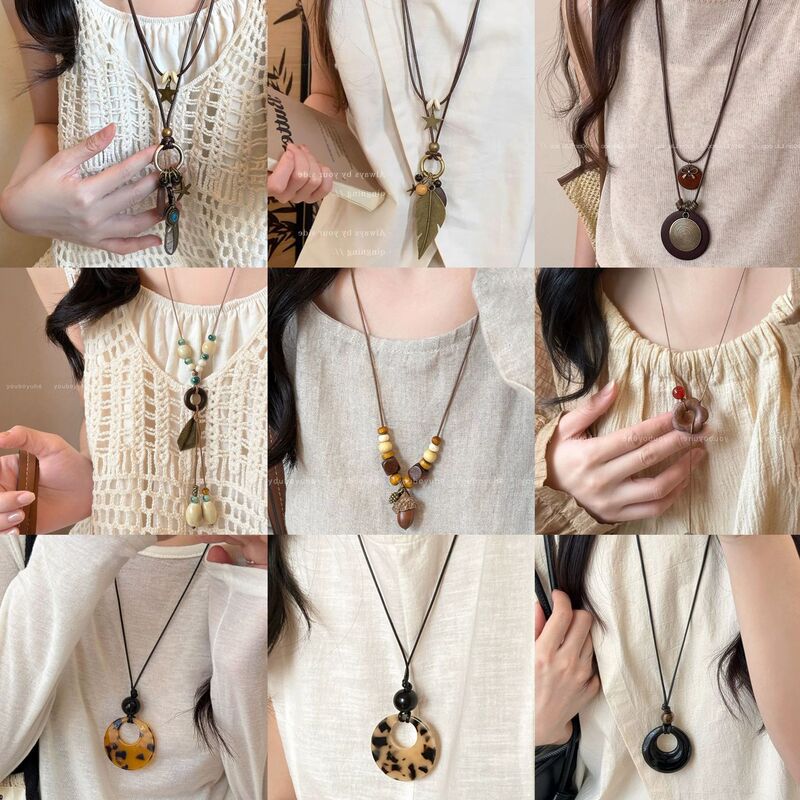 Vintage Ethnic Style 2025 Bohemian Long Pendant Women's New Chinese Style Versatile Popular Halter Sweater Necklace Accessory Vintage Ethnic Style 2025 Bohemian Long Pendant Women's New Chinese Style Versatile Popular Halter Sweater Necklace Accessory
