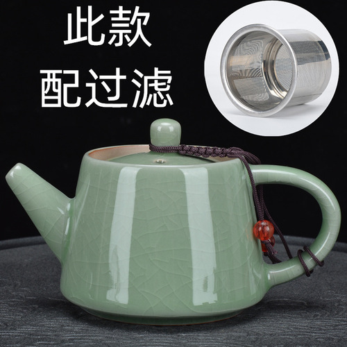 Wholesale Ru Kiln Ge Kiln Teapot Open Piece Large Ru Kiln Can Raise Small Single Pot Ice Cracked Xi Shi Pot Ceramic Kung Fu Tea Set