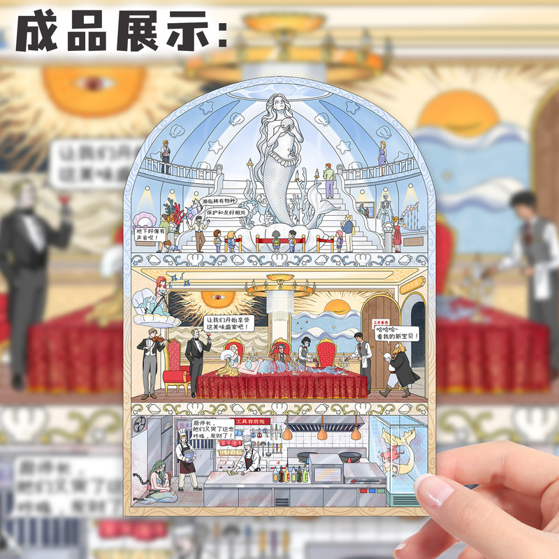 Xiaohongshu の同じスタイルの 119 3D 立体造園ステッカー、創造的な手作りのミニチュア シーン、中国風のマイクロ ホラー キャビン|undefined
