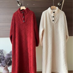 【实拍】红色睡衣秋冬季本命年法兰绒加绒保暖结婚新婚家居服睡袍