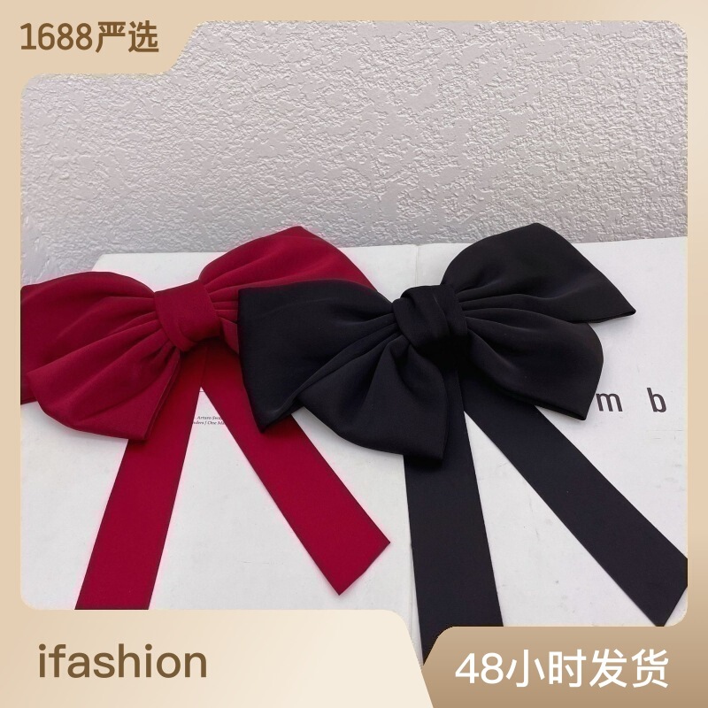 Trendy New Satin Bow Ribbon Hairpin Hair Accessory Korean and Japanese Style Girl Boutique Bridal Hair Accessory