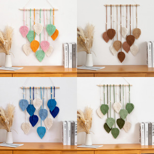 Creative hand woven cotton rope leaves tapestry Bohemian style home wall decoration room wall hanging wholesale