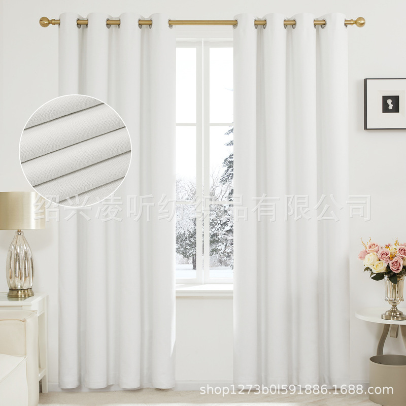 Amazon's exclusive foreign trade product: 100% blackout rainbow linen-coated curtains, faux linen-coated curtains from the source factory