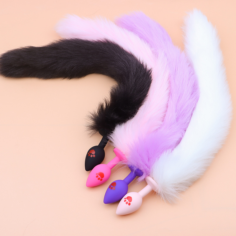 Cat Claw Anal Plug with 40 cm Fox Tail and Pink Bow — detail image 6