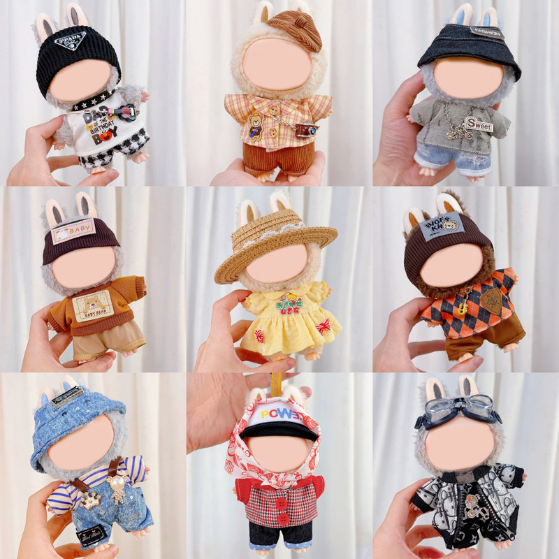 The Clothes Are Only Suitable for the First and Second Generation Labubu Doll Clothes, 17cm Labubu Vinyl Dress-Up Plush Doll Clothes