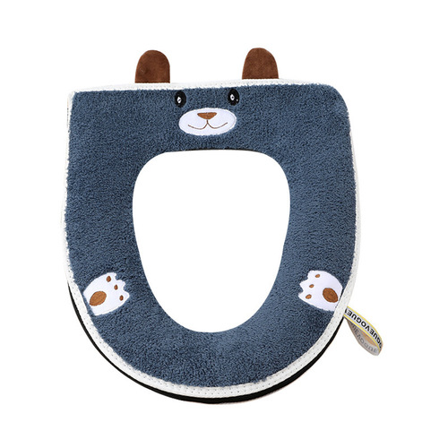 Toilet mat wholesale winter zipper plus velvet thickening household waterproof cartoon knitted washable bathroom toilet seat cushion