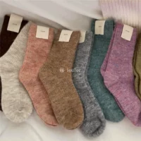IOULOR Demi-season cashmere Japanese thin woolen knee socks, increased thickness, mid-length, Korean style