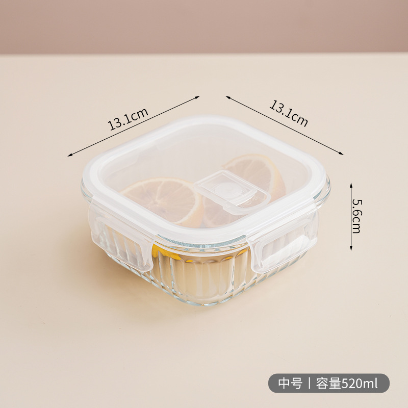 Fiambrera de vidrio, caja de conservación fresca redonda, tazón de conservación fresca de vidrio sellado, caja de almuerzo especial para horno microondas al por mayor para el hogar
