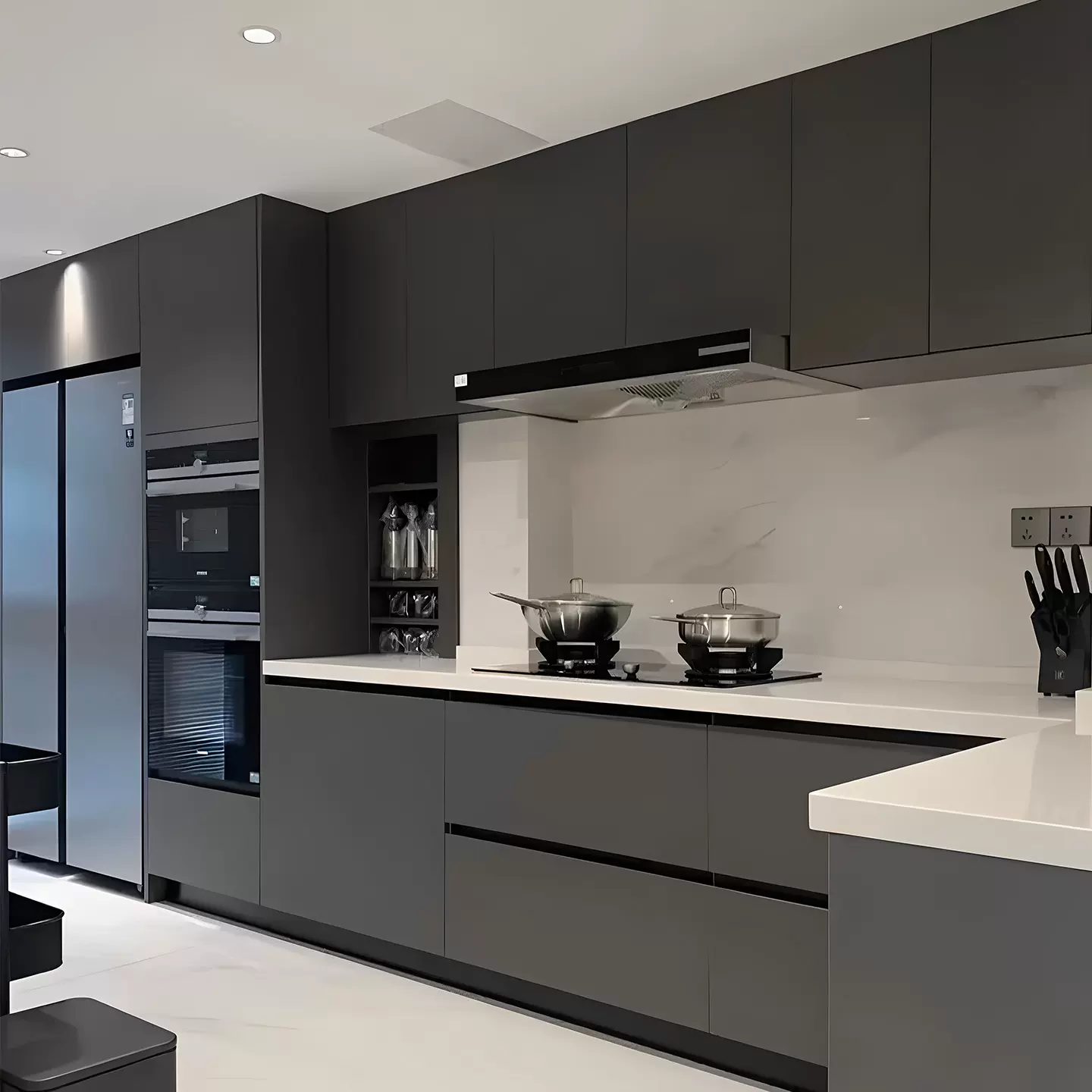 铝合金全屋工厂极简风衣柜厨房整体橱岛台柜门灶台餐桌一体组合柜