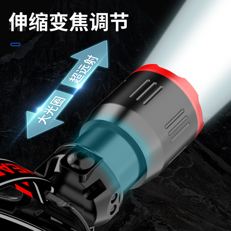 Faro de inducción, pantalla de potencia digital en el costado de la cabeza, faro de luz fuerte, linterna de iluminación exterior con láser blanco de alta potencia