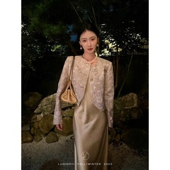 法式小香风外套女小个子2025春秋新款气质小众设计感提花千金上衣