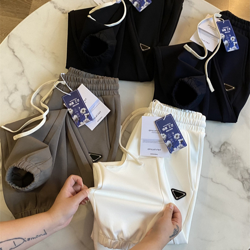 Item 498! Combed Long Staple Cotton + Liquid Ammonia Process! Autumn/Winter New Collection, Draping & Wrinkle-Resistant Tied-Hem Athletic Lounge Pants for Men