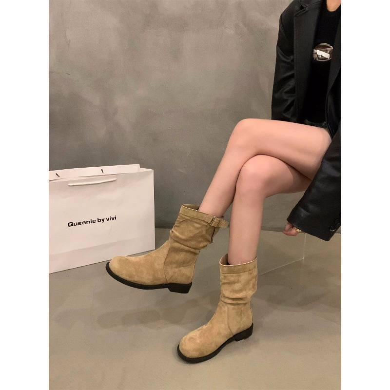 Ботинки (Martens) ретро деми-сезонные, средняя голень, низкий каблук, коричневые/чёрные, 35–40