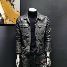 2024男士皮夹克外套韩版潮机车服修身休闲皮衣男翻领pu潮款型男